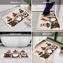 Quimoy Christmas Bathroom Rugs, Non Slip Washable Gnome Bath Mat, Cute Gnome Beige Bath Rug for Christmas Winter Bathroom Decor