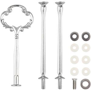 Happy Will 3 Tier 14" Heavy Metal Cake Stand Holder Fruit Plate Stand Fitting Hardware Rod with Stylus (Sliver_Sun Flower)