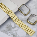 Bekomo Compatible with Apple Watch Band 49mm 46mm 44mm 45mm 42mm 40mm 38mm 41mm, Stainless Steel iWatch Bands with 2 Pack Tempered Glass Screen Case for Series 10/9 Ultra 2 8/7/6/5/4/3/2/1/SE for Men