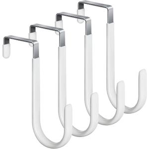 HOOSUN 4 Pack Over The Door Hooks,4.96In Hooks for Hanging Heavy Duty Door Hanger,Towel Hanger Hook Holders,Over Door Hangers Hooks Door Hanger Hooks for Hanging Clothes,Towels,Hats,Coats,Bags (White)