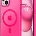 Thomo Upgraded Magnetic for iPhone 15 Plus Case [Compatible with Magsafe] [Mil-Grade Protection], Pocket-Friendly, Slim Translucent Phone Case Cover for iPhone 15 Plus 6.7", Hot Pink