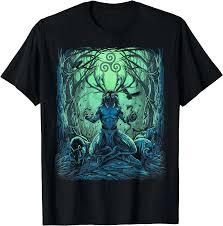 Traditional Pagan Celtic Greenman T-Shirt, L