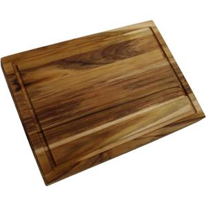 EcoDecors, Teak Cutting Board 14"x10", Reversible Teak Wood Edge Grain Carving Board with Juice Groove, FSC Certified Compact Wooden Cutting Board for Kitchen, Meal Prep & Serving