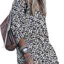 Womens Swimsuit Cover up,Silky Button Down Shirt Midi Dress Kimono,Summer Bathing Suit Beach Coverups for Women (CP-Aline), Large, Leopard