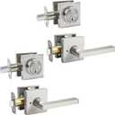 Front Door Handle Set with Deadbolt, Door Levers and Single Cylinder Deadbolt Set, Keyed Alike Heavy Duty Keyed Privacy Handles Locksets,(Satin Nickel,2Pack)