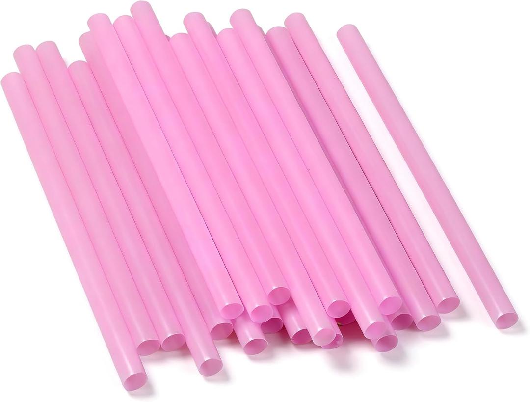 YAOSHENG [100 counts] Jumbo Smoothie Straws, Boba Straws, Disposable Drinking Pink straws (0.47'' wide 9.06" long)