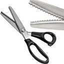 Serrated Scalloped Edge Pinking Shears, Multifunction Stainless Steel Shears Tailor Scissors, Professional Zig-Zag Cut Scissors, Sewing Craft Cut Paper Clothing Fabric for Home (10mm, Scalloped)