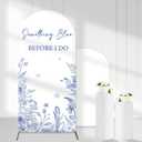 Something Blue Before I Do Arch Backdrop Covers, 6 Ft Floral Stretchy Arch Backdrop Stand Cover, Photography Background Arch Stand Cover for Bridal Shower Wedding Bachelorette Party Decor (1)