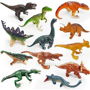5 Pcs Dinosaur Figurines for Kids, Plastic Animal Toys Tiny Portable Dinosaur Figures Playset Montessori Toy Educational Game for Homeschool Preschool Toddler Kids