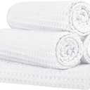 HOMEXCEL 4 Pack Premium Waffle Gym Towels, Ultra Soft Cooling Towels Highly Absorbent and Quick Dry Towel for Gym, Shower, Hotel, Spa and Kitchen, 15 x 25 Inch (White)