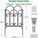 AMAGABELI 10 Panels 17in(H)10ft(L) Decorative Garden Fences and Borders for Dogs No Dig Rustproof Metal Fence Panels Garden Edging Border Animal Barrier Fencing for Flower Beds Yard Patio Decor Black