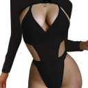 Rave Outfits for Women - EDC Festival Neon Bodysuit Concert Swimsuit Mesh Buckle Crop Top Club Party 2 Pcs Set (Large, Black)
