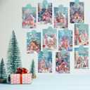 2 x 32 Christmas Postcards, Dreamy Snow Cottage Pattern, Winter Postcards Miniature Scenes Style Set, Xmas Cards for Holiday Wishes Party Favors, 4 x 6 Inch