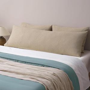 PHF Ultra Soft Waffle Weave Body Pillowcase with Zipper, No Insert, 1Pack 20" x 54" Pillow Sham, Breathable & Skin-Friendly Body Pillow case, Stylish Decorative Bed Pillow Cover, Khaki