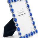 LARAINE Picture Photo Frame 4x6 Rhinestones Metal High Definition Glass Display Pictures for Tabletop Crystal Home Decorative Holiday Gift (Blue, 4x6)