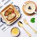 3 x 12 PCS Forks and Spoons Set, Stainless Steel Gold Silverware Set, Flatware Cutlery Set 6 Forks (5.35 inch), 6 Spoons(5.25 inch) for Home and outdoor