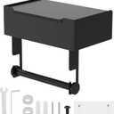 Matte Black Toilet Paper Holder Kit for Drilling, Safe Easy to Install 8 Inch Stainless Steel Paper Holder, Wall Mount, Stable Toilet Roll Holder with Shelf for Your Bathrooms Paper Towels