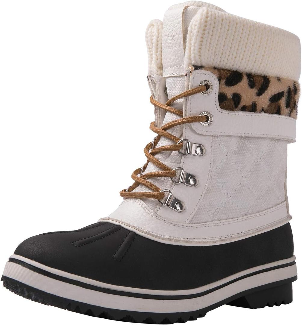GLOBALWIN Women's Waterproof Winter Boots Snow Boots For Women (9, 1910 White)