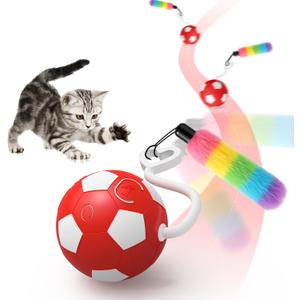 VIWIK Interactive Cat Toys for Indoor Cats, Automatic Motion Activated Kitten Ball Toy, Moving Stimulation Cat Toys for Bored Indoor Adult Cats, Low Noise Fast Rolling Moving Ball Red