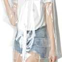 Freesmily Transparent Long Raincoat Waterproof EVA Rain Jacket for Women Men with hood (Transparent - Standard, L)