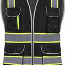 2 x High Visibility Safety Vest - Reflective Breathable Mesh with 9 Pockets, Front Zipper for Men & Women - Meets ANSI/ISEA Standards