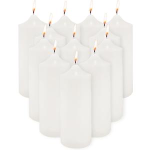 Super Z Outlet 3 x 9 Unscented Pillar Candles for Home Decoration, Weddings, Relaxation, Spa, Smokeless Cotton Wick. (12 Pack) (White)