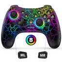 Gammeefy Hall Effect Switch Controller for Nintendo Switch/Lite/OLED, Wireless Switch Pro Controller Compatible with PC/Android/iOS, 9 Color Adjustable LED Switch Remote with App & Programmable (Black)