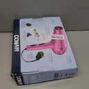 Conair Hair Dryer with Retractable Cord, 1875W Blow Dryer, 3 Heat Settings, 2 Speeds, Blow Dryer with Diffuser and Concentrator Attachments, Ionic + Tourmaline Technology, Pink