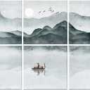 6 Pack Decorative Art Acoustic Wall Panels,Better Acoustic Treatment Than Foam, Premium Sound Absorbing And Soundproof Wall Panels For Recording Studios And Homes, 72"X48" Inch Landscape