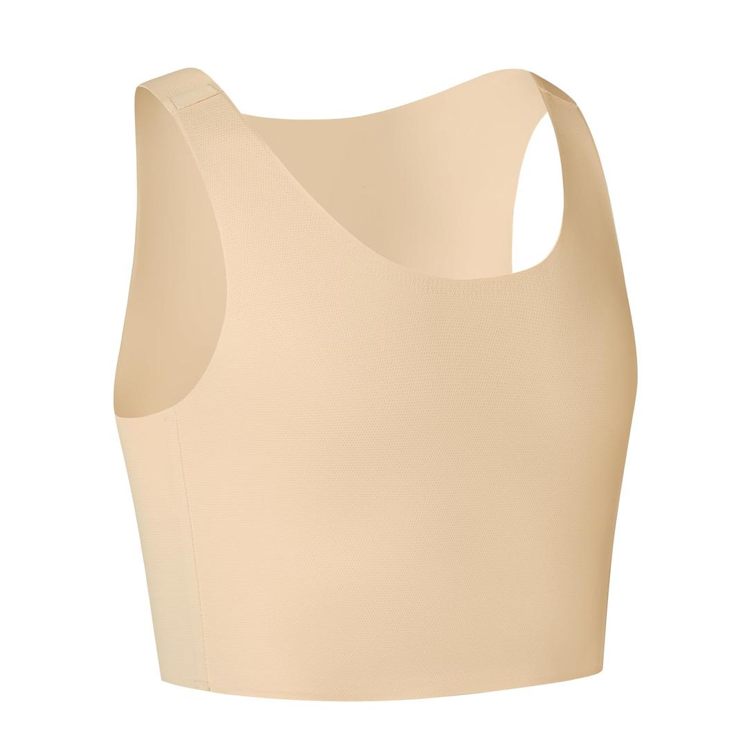 JARAZIN Women Sport Bra Comfort Wireless Seamless Yoga Bra Stretchy Crew Neck Tank Top Compression Binder Bra Exercise Athletic Bras (5X-Large, Nude)