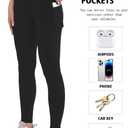 NEWCOSPLAY Women's High-Waisted Yoga Leggings Full-Length Soft Touch Capri with Pockets (Black, M)