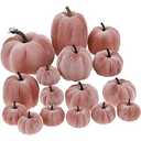 Yatinkim 16 Pcs Pink Fake Foam Pumpkins Decorating Velvet Fabric Pumpkin Bulk Fall Table Bowl Centerpiece Farmhouse Harvest Decorative Halloween