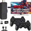 Wireless Retro Game Console Stick, 4K Plug & Play TV Video Game Stick, Pre-Installed 42,000+ Games, 49 Emulators, 256GB Memory Card, with Dual 2.4G Wireless Controllers, HDMI Output