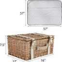 Willow Picnic Basket Set for 2 Persons with Large Insulated Cooler Bag and Waterproof Picnic Blanket, Wicker Picnic Hamper for Camping,Outdoor,Birthday