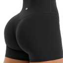 Sogetdo Workout Biker Shorts Women Scrunch Butt 4.5" (Black, L)