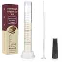 Sourdough Aliquot Jar Set with Pump and Stand, Dough Rise Measuring Tube for Bread Baking, Transparent Acrylic Container with Silicone Base and Cleaning Brush (Acrylic, white)