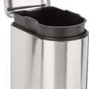 Amazon Basics D-Shaped Small Trash Can with Lid and Soft-Close Foot Pedal for Bathroom, Bedroom, Living Room, Office, Smudge Resistant, 10 l / 2.6 gallon, Silver