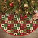 AVOIN colorlife Plaid Patchwork Christmas Tree Skirt 36 Inch, Winter Holiday Tree Mat Ornament Decoration