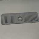 ZJWZLG Faucet Mat for Kitchen Sink, 17.7"X5.5" Silicone Sink Splash Guard with Soap Holder, SnapOn Design & 7°slope Fast Drain, Folding Sink Faucet Mat for Universal Kitchen Bathroom Sink（Grey）