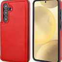 ONETOP Compatible with Samsung Galaxy S24 Wallet Case with Card Holder, PU Leather Kickstand Card Slots Case, Double Magnetic Clasp and Durable Shockproof Cover 5G 6.2 Inch(Red)