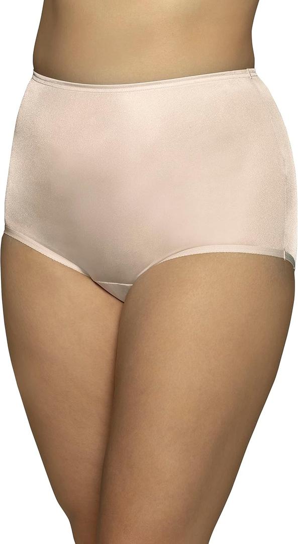 Vanity Fair Women's High Waisted Underwear, Full Coverage Ladies Panties, Perfectly Yours Briefs (10, Nylon - Fawn)