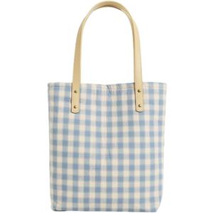 Jeelow Market Street Canvas Tote Bag Handbag Padded Purse with Vegan Leather Handles Floral Or Plaid