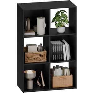 Sweetcrispy 6 Cube Storage Organizer - Open Cube Bookshelf with 3 Removable Back Panels, Display Storage Bookcase for Living Room, Bedroom, Entrance Hall, Home Office36" L11.6" W24" H, Deep Black