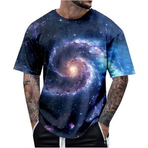 Sports T-Shirt Men's Space Universe Galaxy Printed Shirt Casual Vintage Short Sleeve Crew Neck Summer Tops 3D Print Shirts Colourful Space Graphic T-Shirts for Men 16