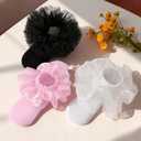 2 x SAOROPEB Toddler Ruffle Socks, 3 Styles5 Size, Frilly Dress Socks for Girls Princess Lace Ruffles Socks Set (White-pink-black)