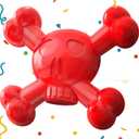 Dog Chew Toys for Aggressive Chewers  Indestructible Nylon Bone for Puppy Teething,Tough Chew Toy for Small Dogs, Bacon Flavor and Outdoor Fun, Skull Design (Red)