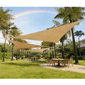 REXloyal Sun Shade Sail 13' x 20' Sand Rectangle Canopy Sail Shade Cover 95% UV Block Permeable Sunshade Outdoor for Patio Yard