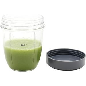 Blender Cups and Flat Lids Replacement Parts Compatible with Nutribullet Cups Blender Juicer 600W, 900W,18OZ Cup, Stay-Fresh Resealable Lids with Gasket and Replacement Cup (1 Pcak)