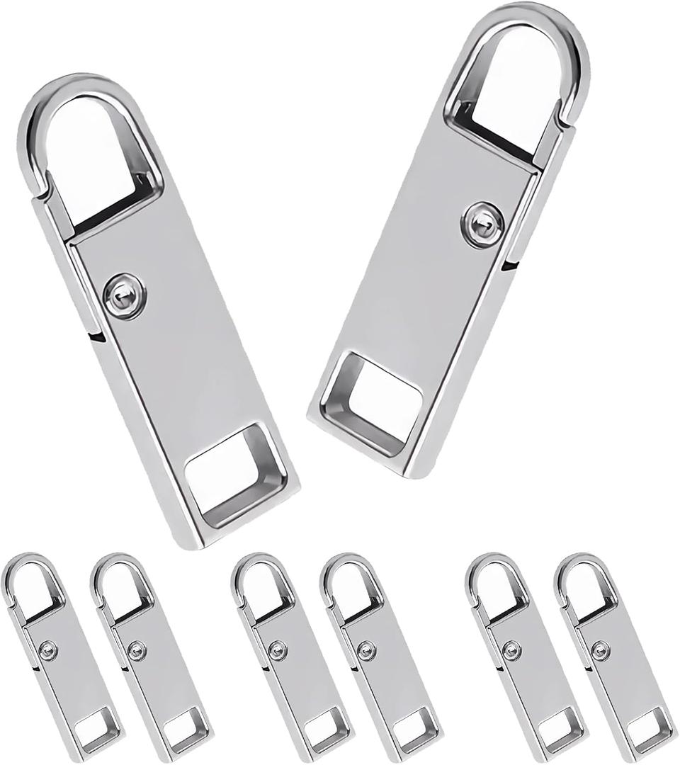 Deoward Zipper Pull Replacement Metal Zipper Handle Mend Fixer Tab Repair for Luggage, Backpacks, Suitcases, Jackets, Purses, Handbags (6 PCS)