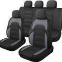 CAROMOP 3D Air Mesh Car Seat Covers Full Set,Breathable and Durable Seat Covers for Cars,Split Bench Compatible,Universal Fit for SUV,Vans,sedans, Trucks, Automotive Interior Covers(5-Seat Black/Grey)